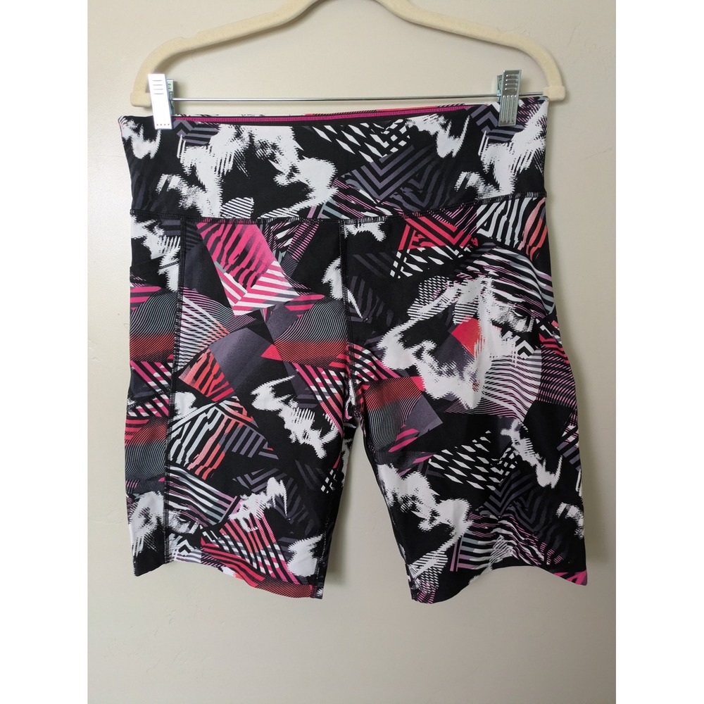 Calvin Klein Bike Shorts Women\'s XXL Black Pink Geometric Abstract Athletic